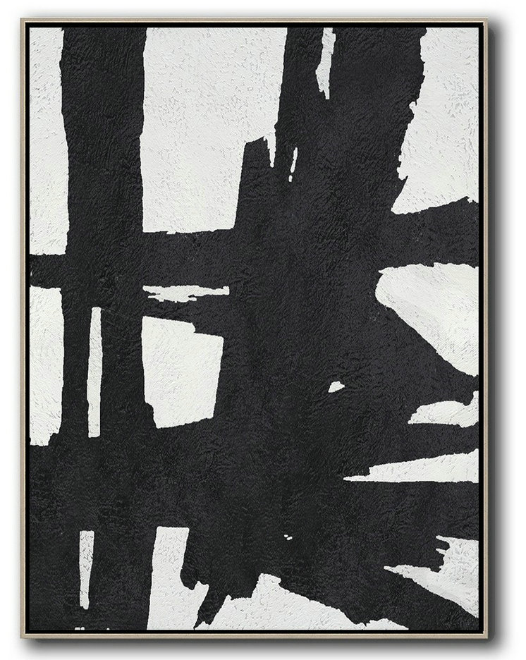 Extra Large Acrylic Painting On Canvas,Black And White Minimal Painting On Canvas - Pretty Abstract Paintings